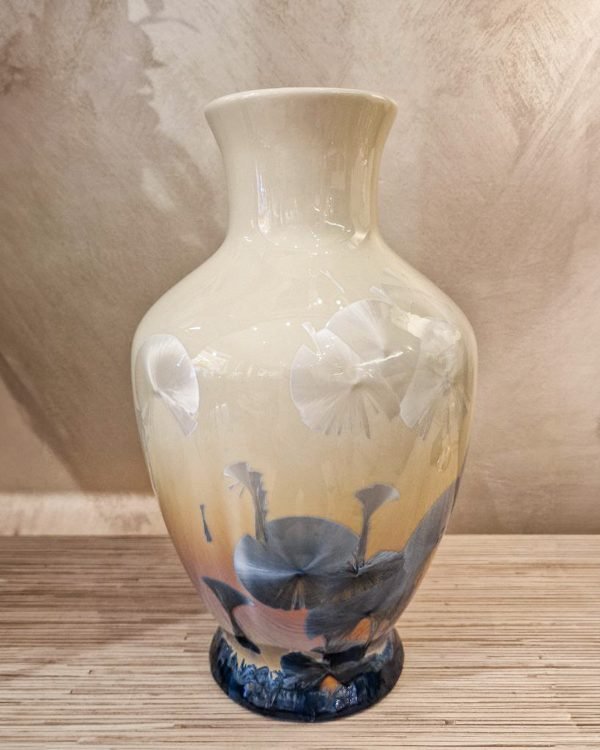 vaso flambè in vetro azzurro