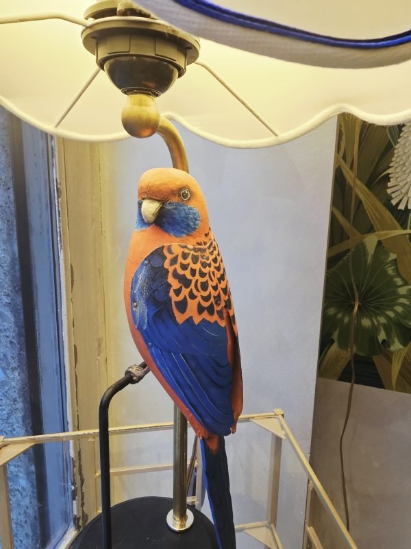 Lampada da tavolo Rosella Cremisi dipinta a mano